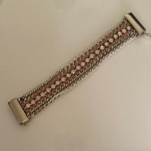 Elegant Silver and Pink Bracelet